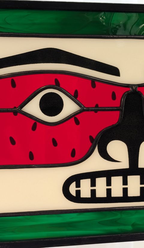 Solidarity - Watermelon Chilkat Face Stained Glass Fundraiser Raffle