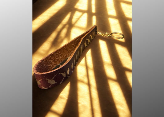 Keffiyeh Wriststrap Leather Keychain