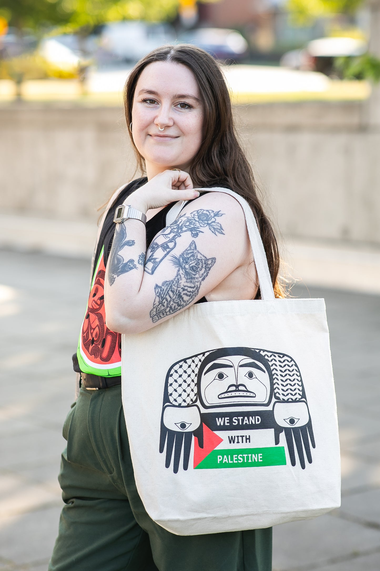 We Stand With Palestine Canvas Tote Bag