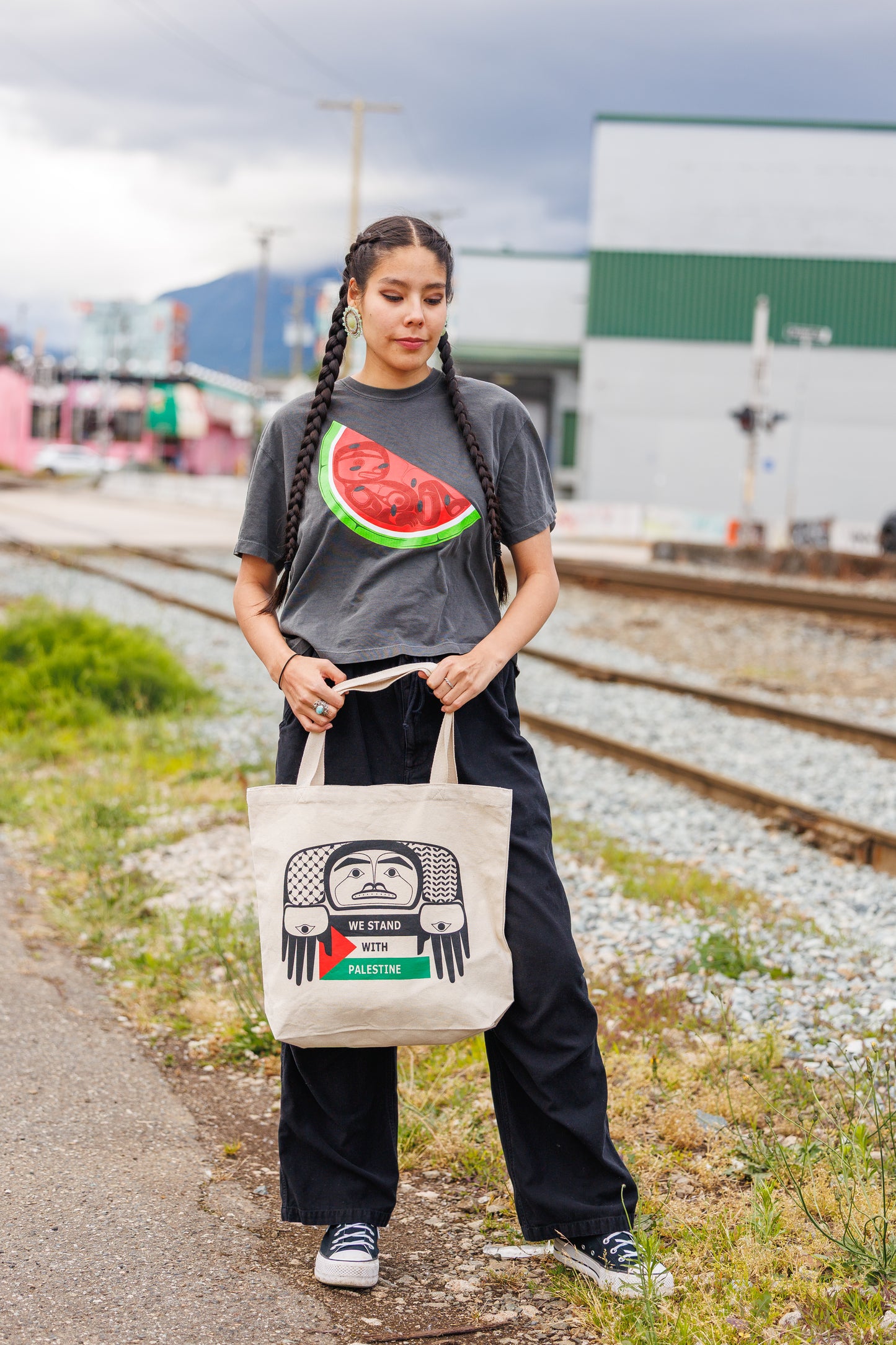 Watermelon Boxy Crop Tee -- GREY