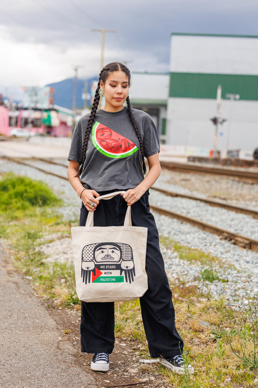 Watermelon Boxy Crop Tee -- GREY