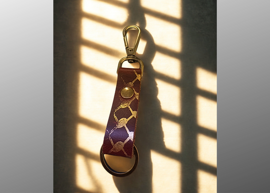 Keffiyeh Swivel Clip Leather Keychain