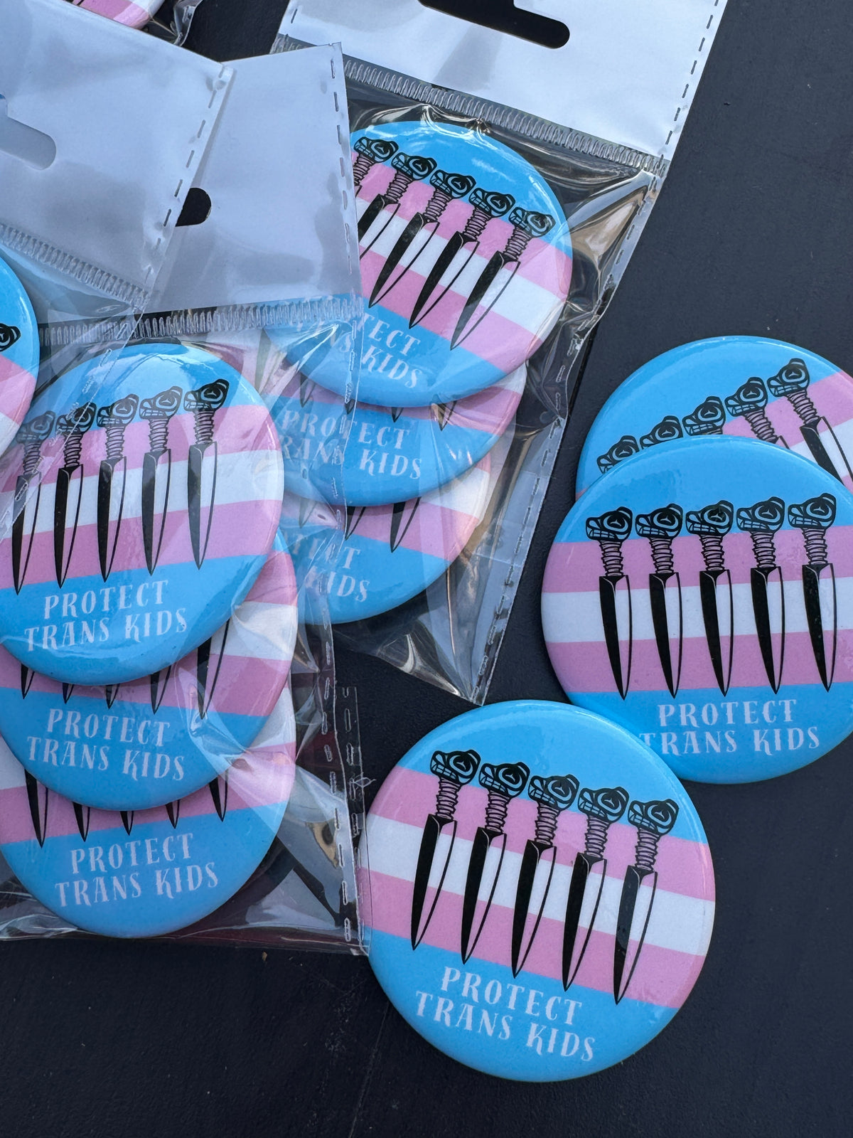 Protect Trans Kids 3-pack buttons