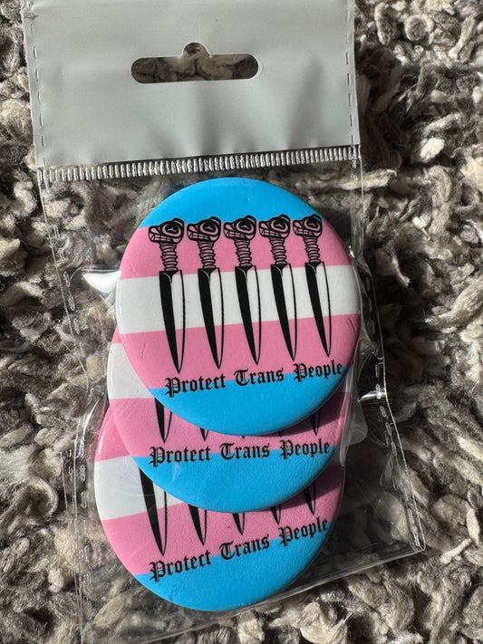 Protect Trans Kids 3-pack buttons
