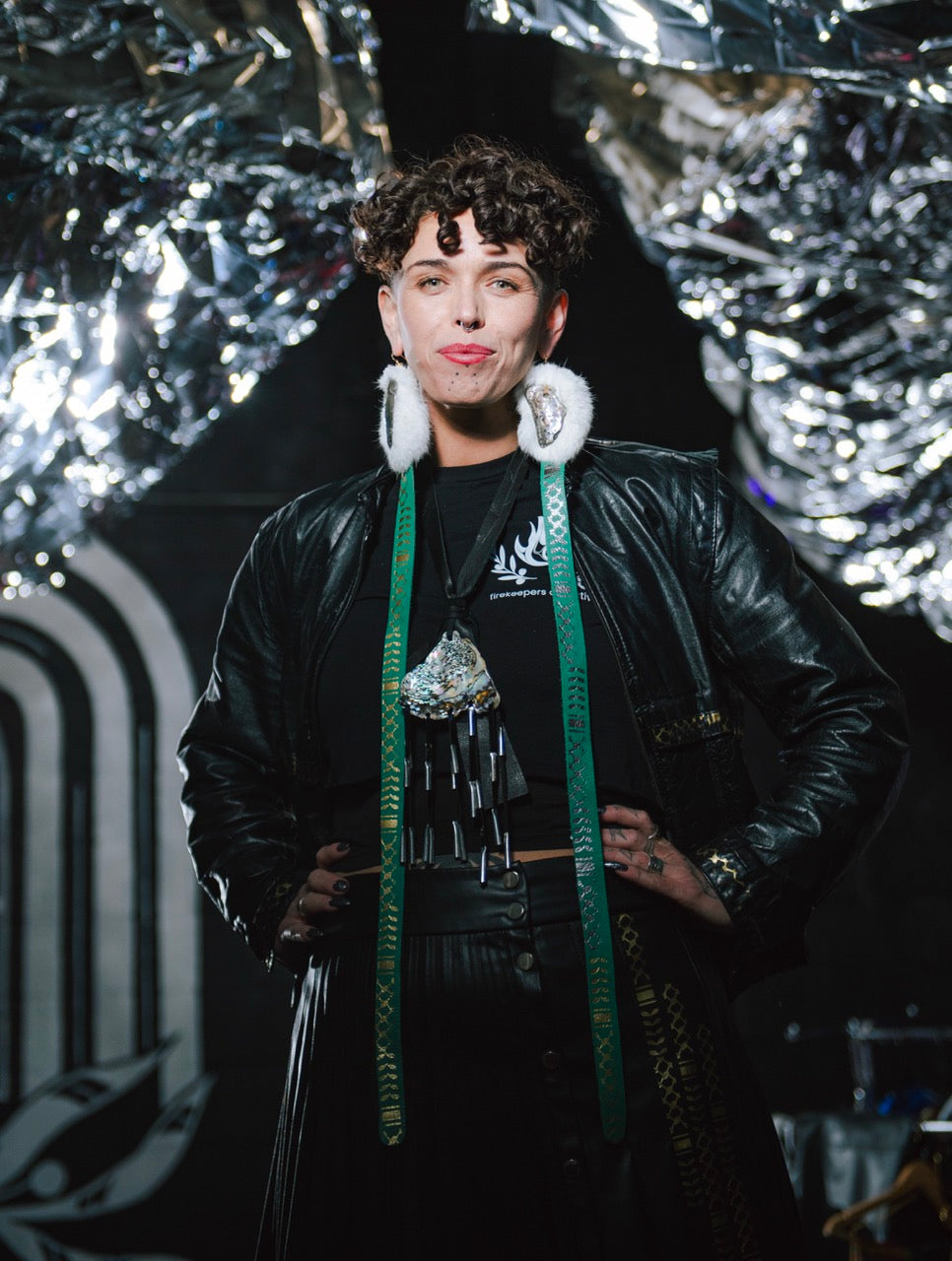 Resistance on the Runway - Big Auntie Leather Earrings